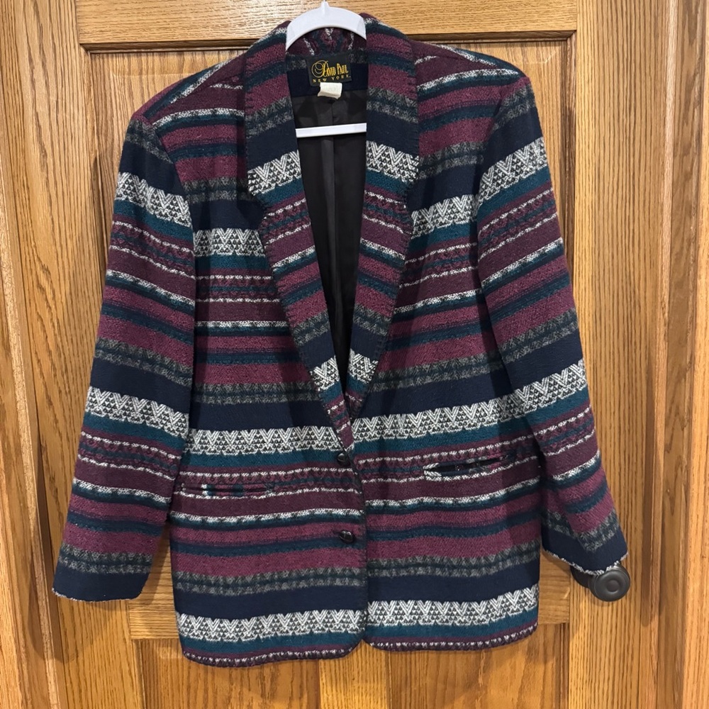 Vintage David Paul NY Southwestern / Aztec Stripe Blazer – Size 10